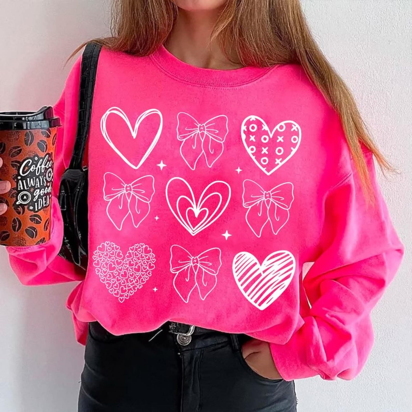 Loveee Hearts & Bows Sweatshirt – Valentine Cozy